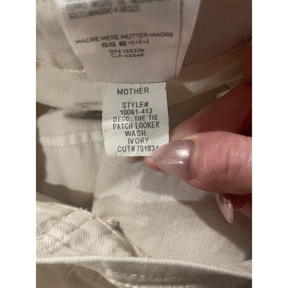 New MOTHER Women Tie Patch Looker Beige Tan Skinny Jeans High Rise Pockets 26 - Picture 8 of 9